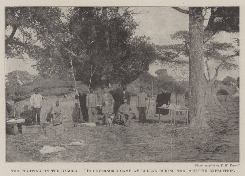 Kampene i Gambia, guvernørlejren ved Bullal under straffeekspeditionen af English Photographer