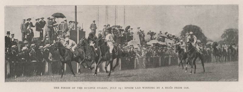 The Finish of the Eclipse Stakes, 19. juli, Epsom Lad vinder med et hoved fra Ian af English Photographer