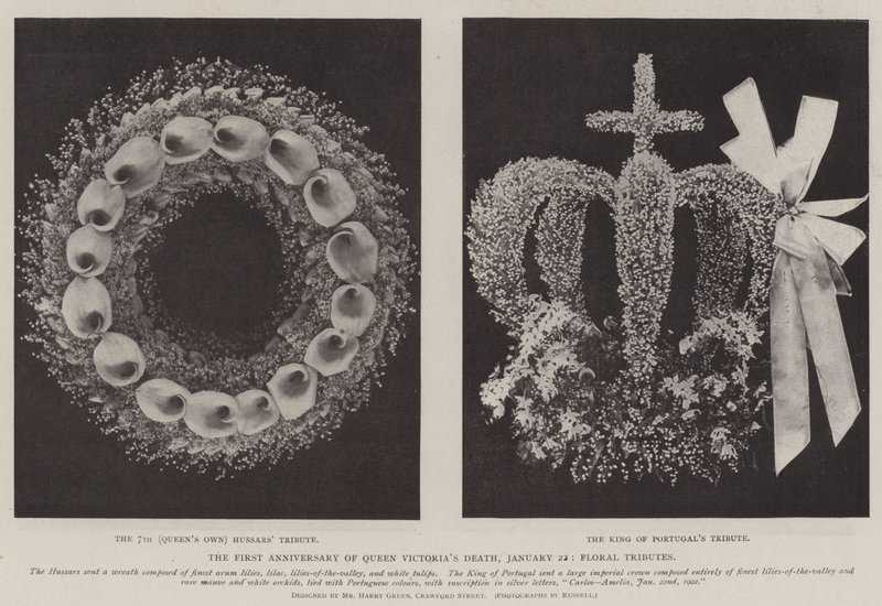 Første årsdagen for dronning Victorias død, 22. januar, blomsterhyldester af English Photographer
