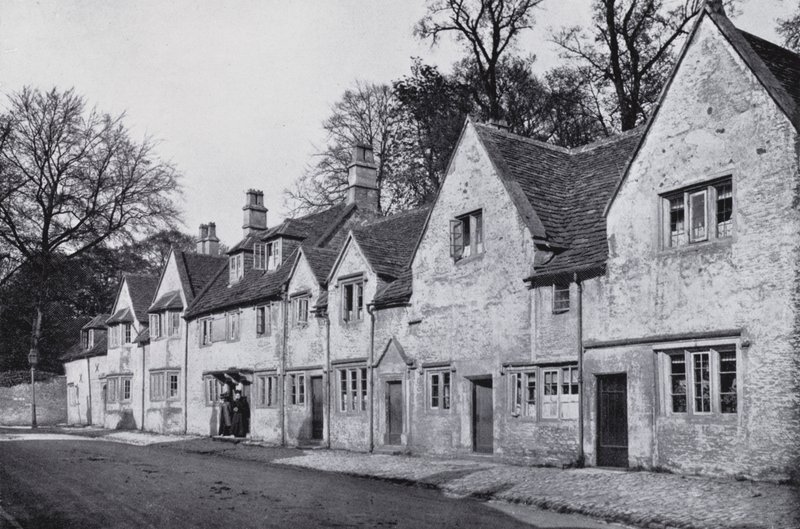De flamske huse, Corsham (s/h-billede) af English Photographer