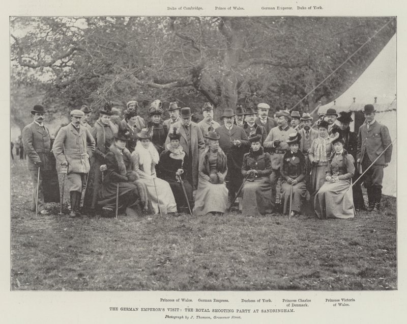 De tyske kejsere besøger, den kongelige skydefest i Sandringham af English Photographer