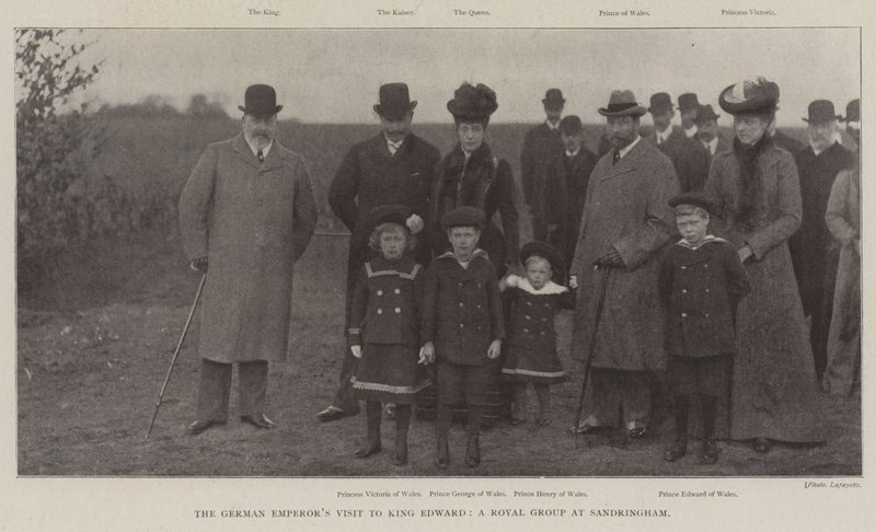 De tyske kejsere besøger King Edward, en kongelig gruppe i Sandringham af English Photographer