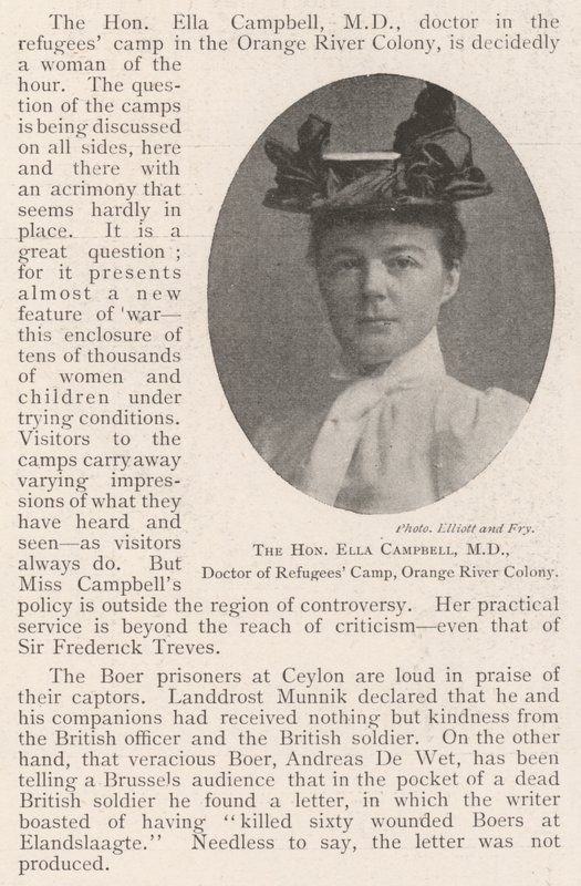 Den ærede Ella Campbell, MD, Doctor of Refugees Camp, Orange River Colony af English Photographer