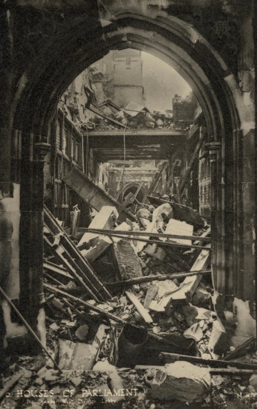 Houses of Parliament, London, viser bombeskader under anden verdenskrig (s/h-billede) af English Photographer