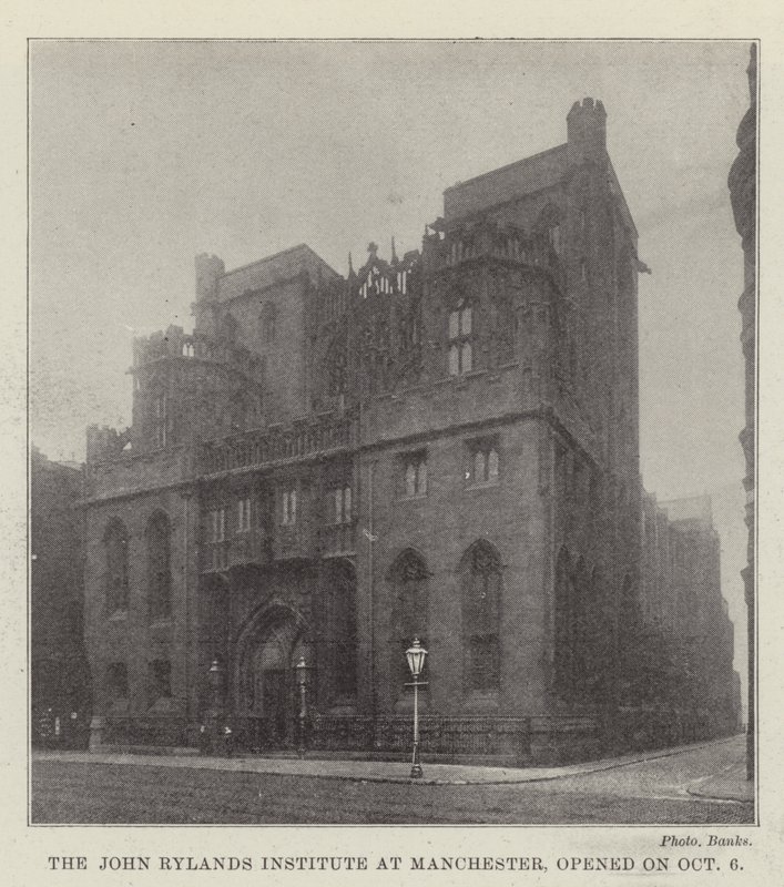 John Rylands Institute i Manchester, åbnede den 6. oktober af English Photographer