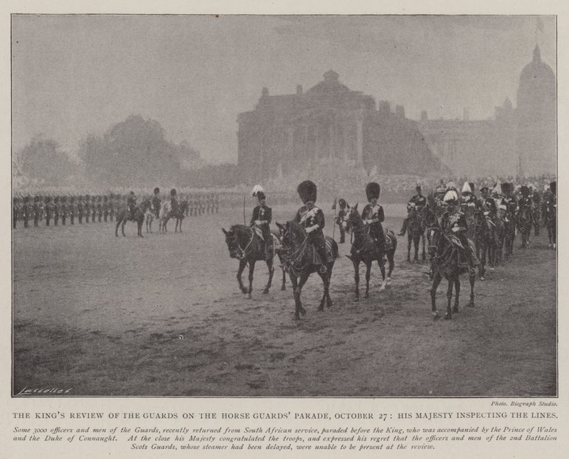 The Kings Review of the Guards on the Horse Guard Parade, 27. oktober, Hans Majestæt inspicerer linerne af English Photographer