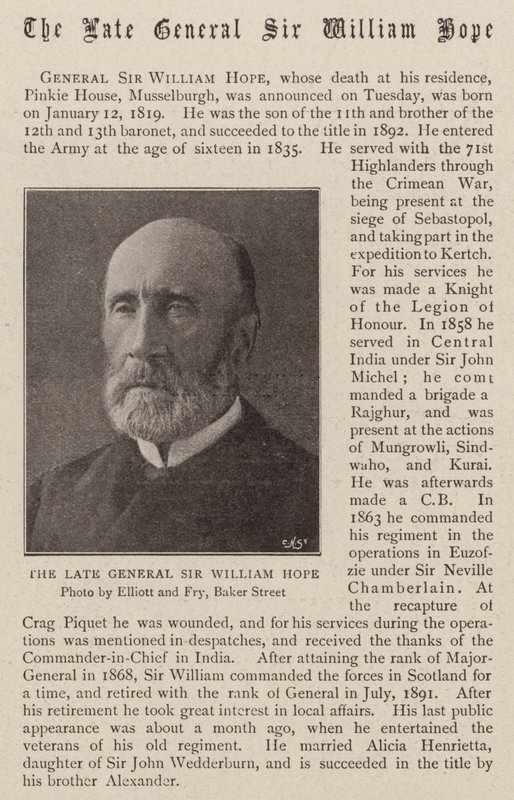 Den afdøde general Sir William Hope af English Photographer