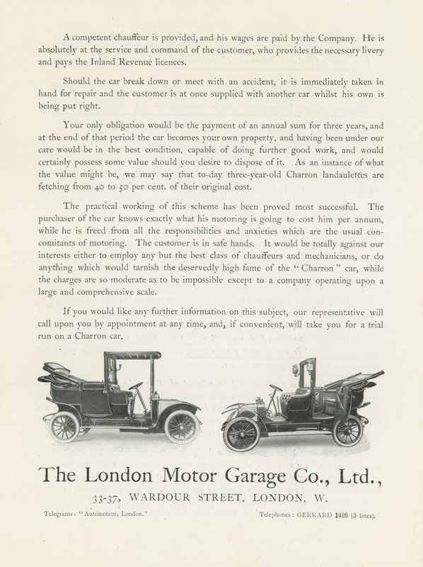 London Motor Garage Co af English Photographer