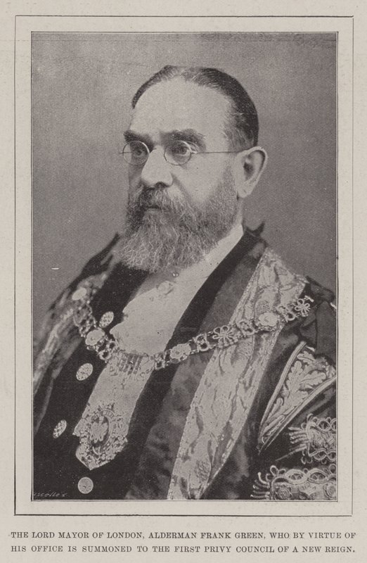 Londons overborgmester, rådmand Frank Green, som i kraft af sit embede er indkaldt til First Privy Council of a New Reign af English Photographer