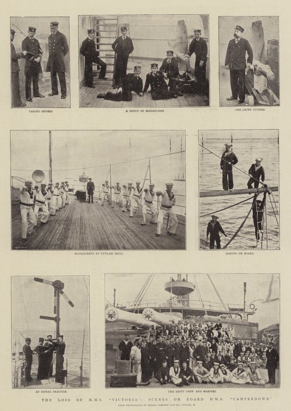 Tabet af HMS Victoria, Scener ombord på HMS Camperdown af English Photographer