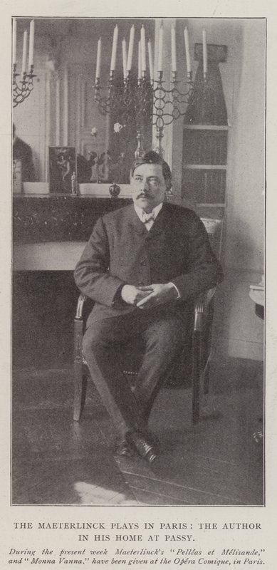 Maeterlinck-skuespillet i Paris, forfatteren i sit hjem i Passy af English Photographer