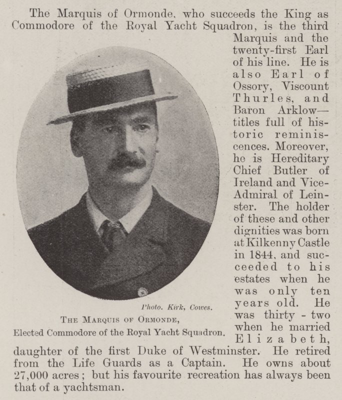 Markisen af Ormonde, valgt til kommodor for Royal Yacht Squadron af English Photographer