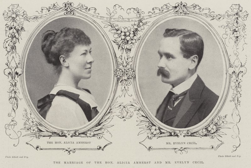 Ægteskabet mellem den ærede Alicia Amherst og hr. Evelyn Cecil af English Photographer