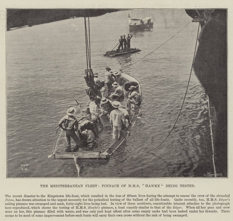 Middelhavsflåden, Pinnace af HMS Hawke bliver testet af English Photographer