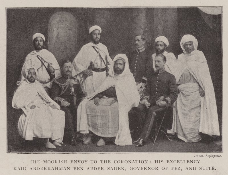 Den mauriske udsending til kroningen, Hans Excellence Kaid Abderrahman ben Abder Sadek, guvernør i Fez og Suite af English Photographer