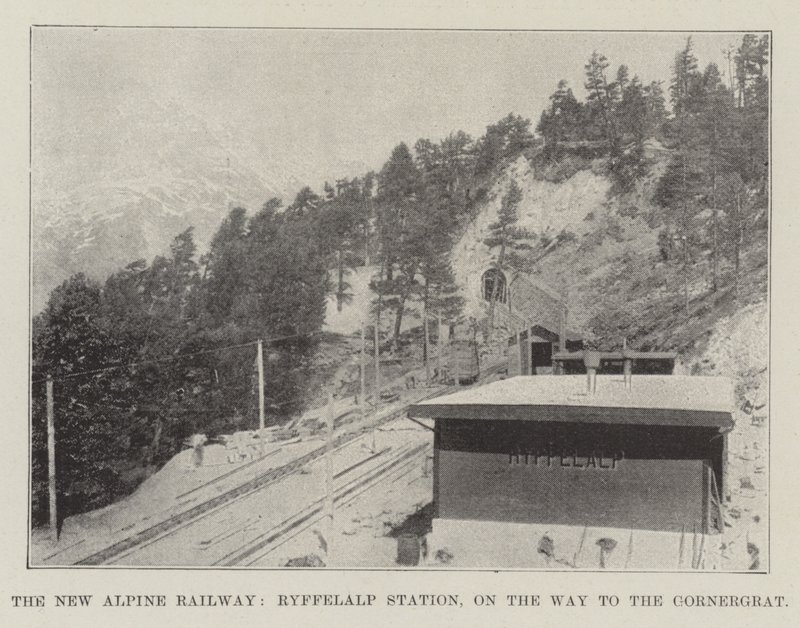 The New Alpine Railway, Ryffelalp Station, på vej til Gornergrat af English Photographer