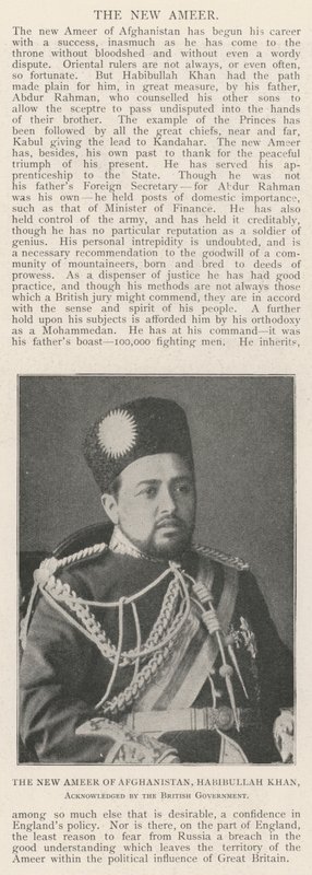 Den nye Ameer fra Afghanistan, Habibullah Khan, anerkendt af den britiske regering af English Photographer