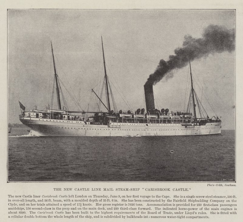 The New Castle Line Mail Steam-Ship Carisbrook Castle af English Photographer
