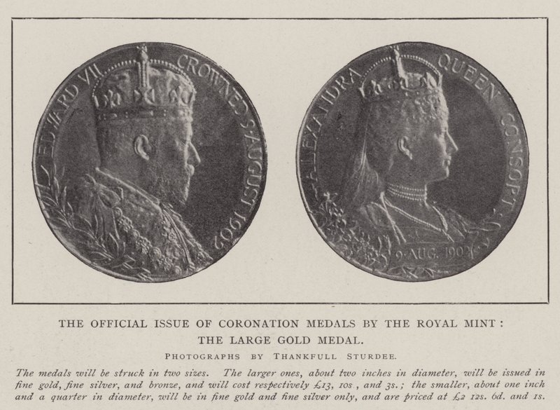 Den officielle udgave af kroningsmedaljer af den kongelige mønt, den store guldmedalje af English Photographer