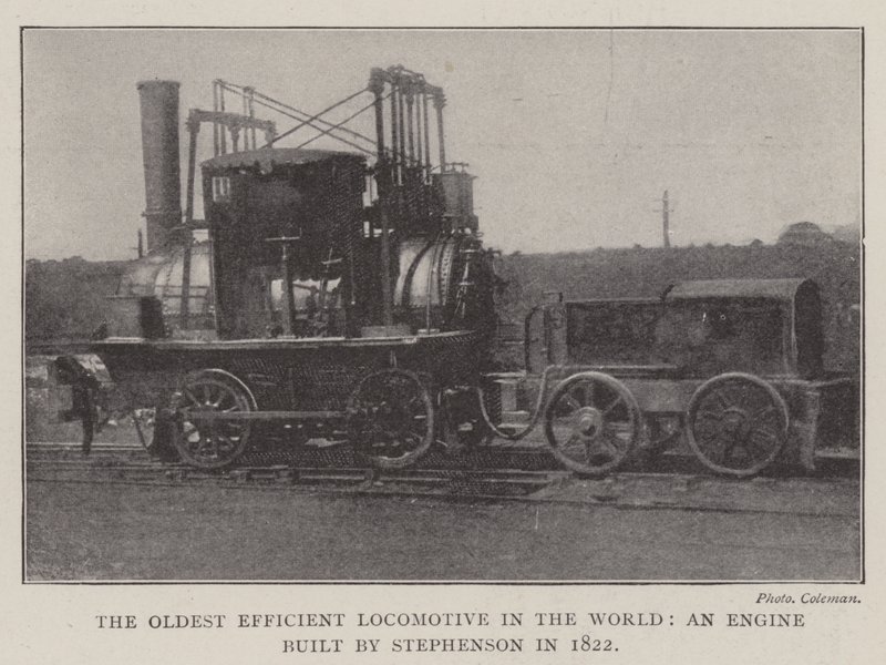 Det ældste effektive lokomotiv i verden, en motor bygget af Stephenson i 1822 af English Photographer