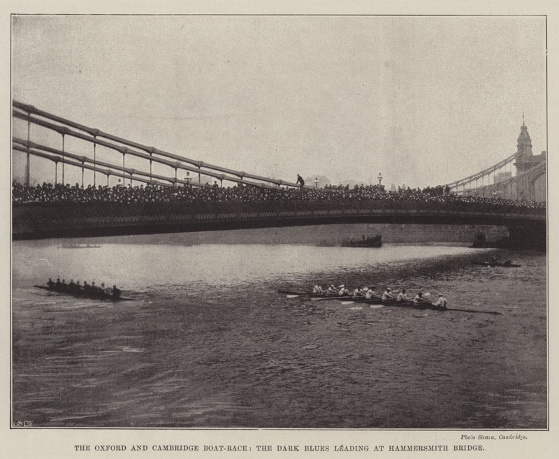 Oxford og Cambridge Boat-Race, Dark Blues førende ved Hammersmith Bridge af English Photographer