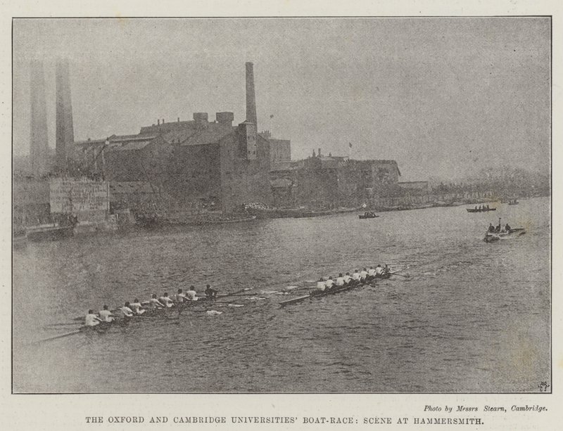 Oxford og Cambridge Universities Boat-Race, Scene ved Hammersmith af English Photographer