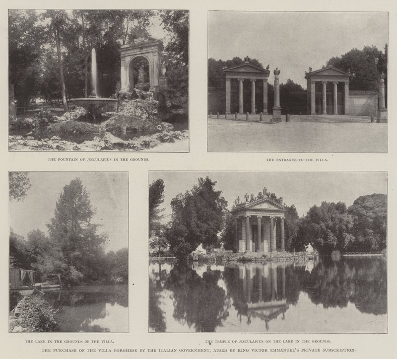 Købet af Villa Borghese af den italienske regering, hjulpet af kong Victor Emmanuels private abonnement af English Photographer