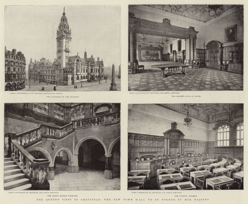 Queens besøger Sheffield, det nye rådhus, der skal åbnes af Hendes Majestæt af English Photographer
