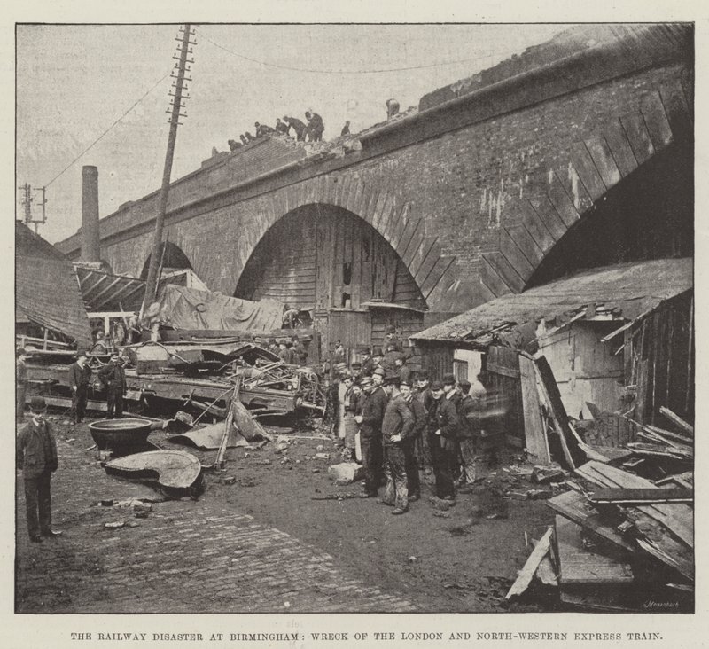 Jernbanekatastrofen i Birmingham, vraget af London og North-Western Express Train af English Photographer
