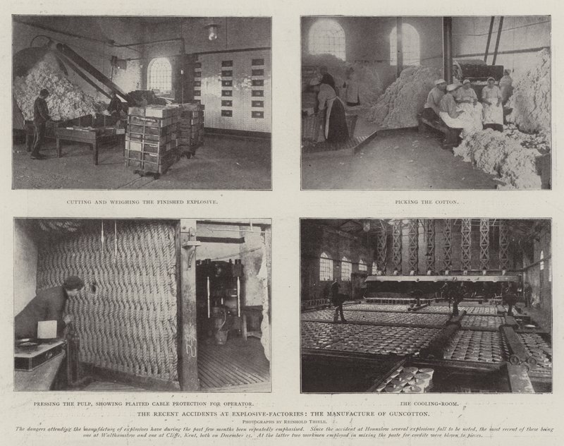 De seneste ulykker på eksplosive fabrikker, fremstillingen af Guncotton af English Photographer
