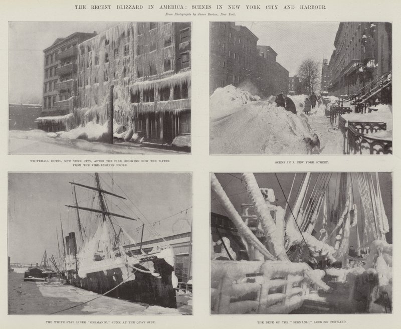 The Recent Blizzard in America, Scener i New York City og Harbor af English Photographer