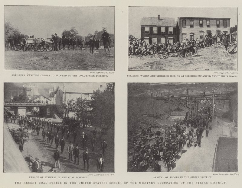 Det seneste kulangreb i USA, scener fra den militære besættelse af strejkedistriktet af English Photographer