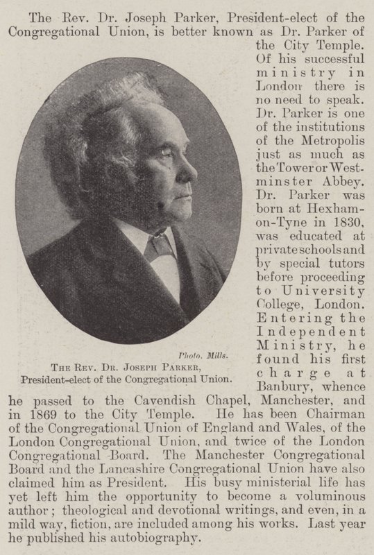 Den pastor dr. Joseph Parker, den valgte præsident for Congregational Union af English Photographer