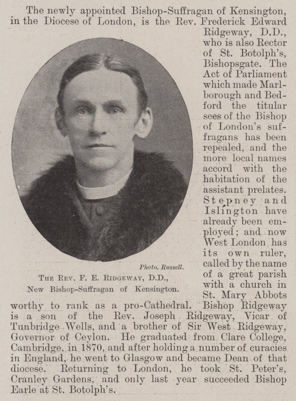 The Reverend F E Ridgeway, DD, New Bishop-Suffragan of Kensington af English Photographer