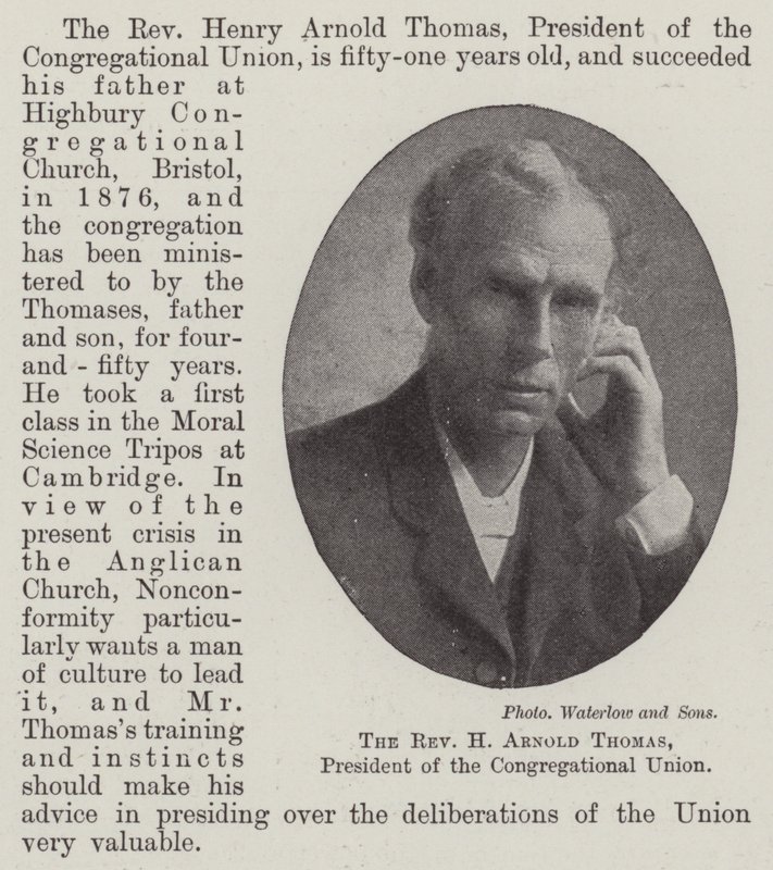 Præst H Arnold Thomas, formand for Menighedsforbundet af English Photographer