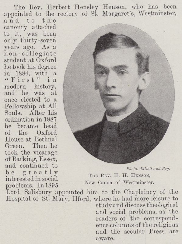 Reverend H H Henson, New Canon of Westminster af English Photographer