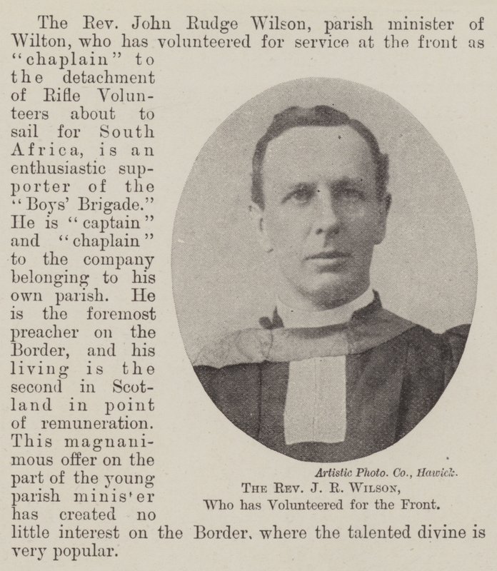 Pastor J R Wilson, som har meldt sig frivilligt til fronten af English Photographer