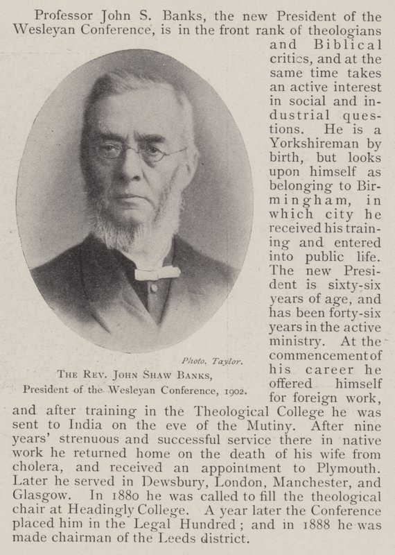 Pastor John Shaw Banks, præsident for Wesleyan-konferencen, 1902 af English Photographer
