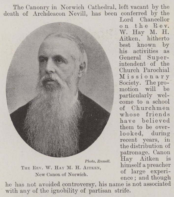 Pastor W Hay M H Aitken, ny kanon fra Norwich af English Photographer
