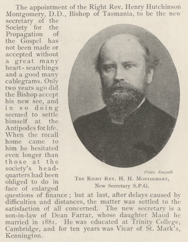 Den rigtige pastor H H Montgomery, ny sekretær SPG af English Photographer