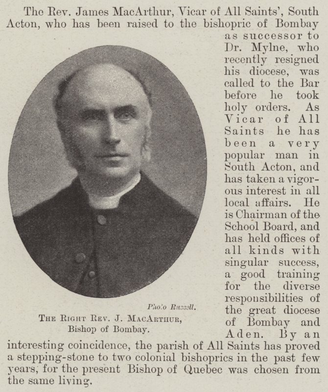 Den rigtige pastor J MacArthur, biskop af Bombay af English Photographer