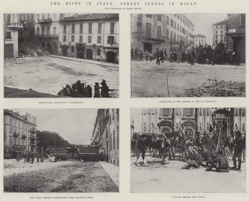 Optøjerne i Italien, Gadescener i Milano af English Photographer