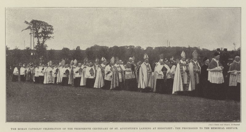 Den romersk-katolske fejring af det trettende århundrede for St. Augustines landgang ved Ebbsfleet, processionen til mindehøjtideligheden af English Photographer