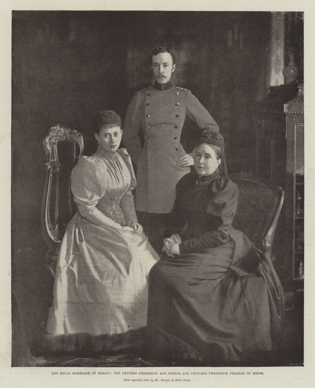 Det kongelige ægteskab i Berlin, kejserinde Frederik og prins og prinsesse Frederik Charles af Hessen af English Photographer