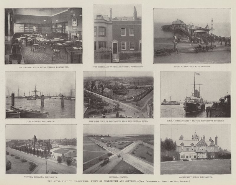 Det kongelige besøg i Portsmouth, udsigt over Portsmouth og Southsea af English Photographer