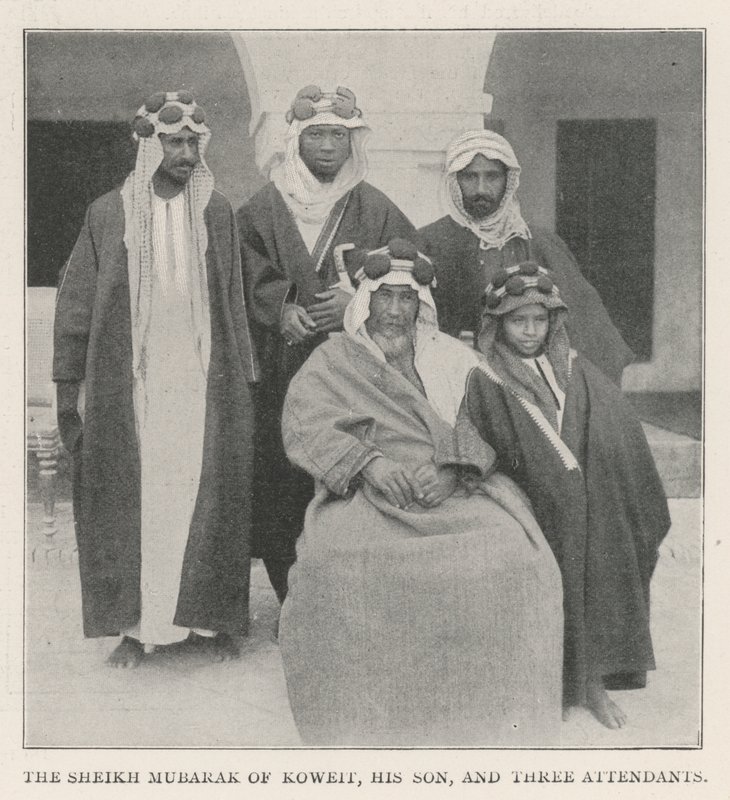 Sheikh Mubarak fra Koweit, hans søn og tre ledsagere af English Photographer