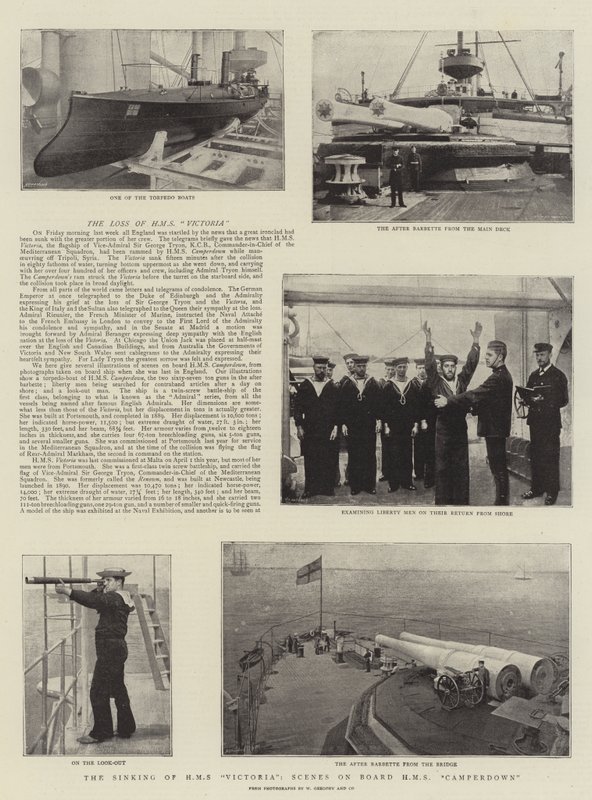 Sænkningen af HMS Victoria, Scener ombord på HMS Camperdown af English Photographer