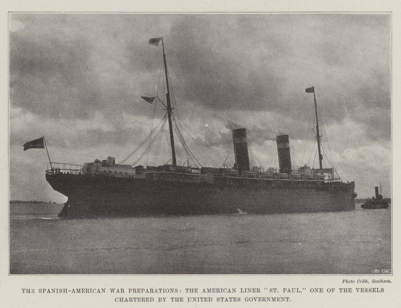 De spansk-amerikanske krigsforberedelser, den amerikanske liner St. Paul, et af fartøjerne chartret af den amerikanske regering af English Photographer