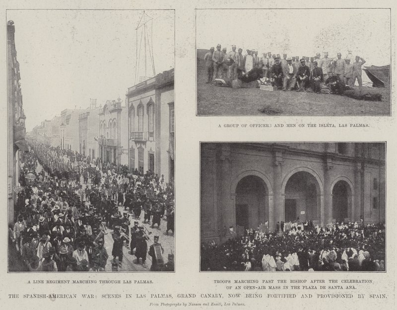 Den spansk-amerikanske krig, scener i Las Palmas, Grand Canary, bliver nu befæstet og forsynet af Spanien af English Photographer