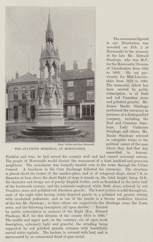 Stanhope Memorial ved Horncastle af English Photographer